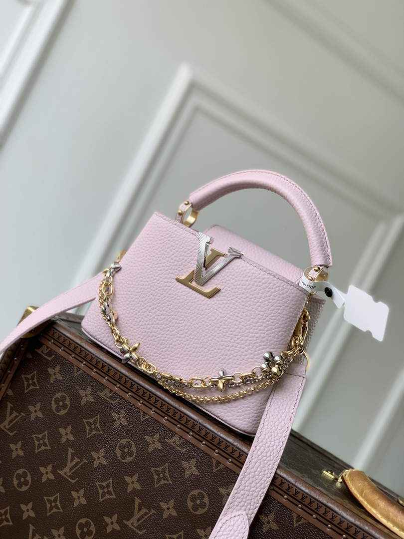 Louis Vuitton Capucines Mini Bag, M26351 In Pink Taurillon Leather