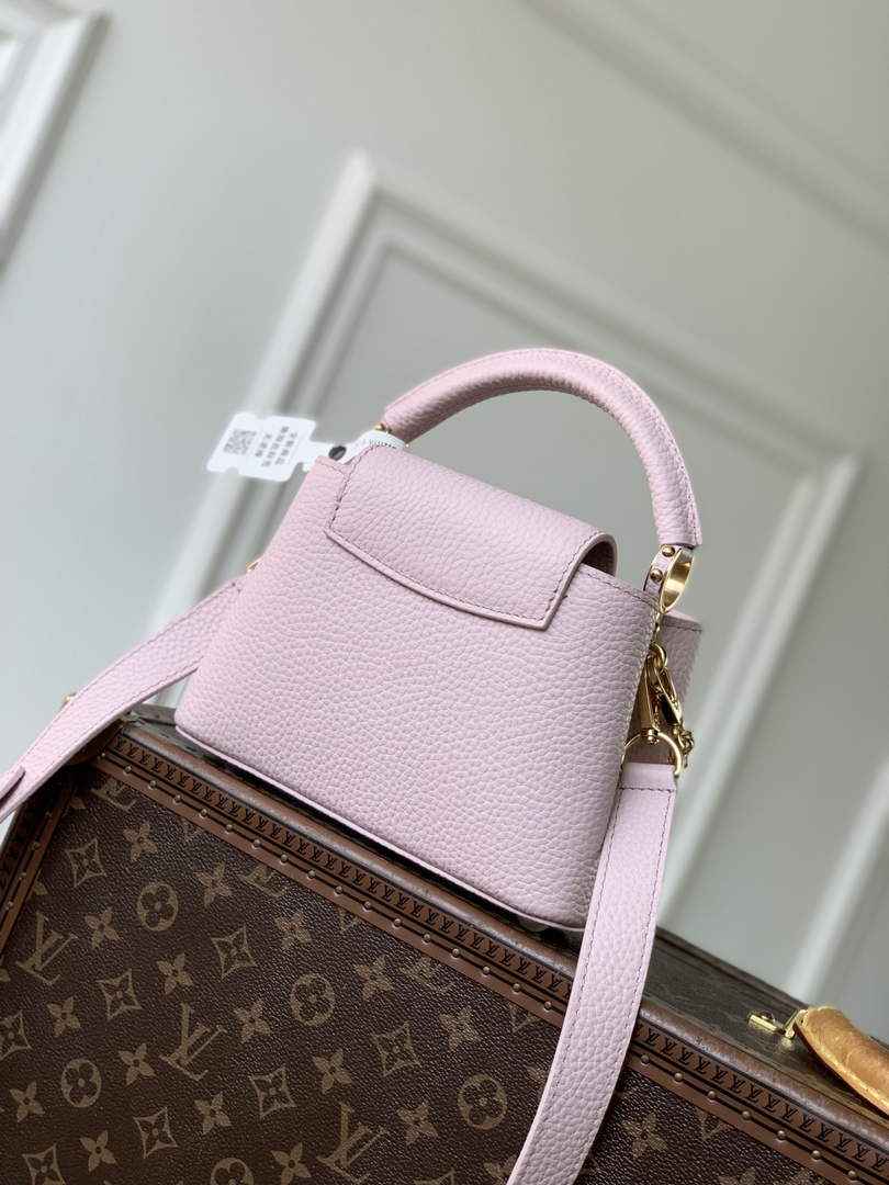 Louis Vuitton Capucines Mini Bag, M26351 In Pink Taurillon Leather