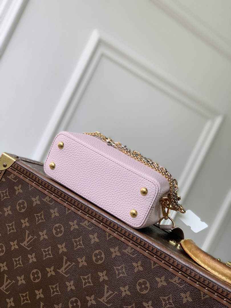 Louis Vuitton Capucines Mini Bag, M26351 In Pink Taurillon Leather