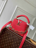 Louis Vuitton Capucines Mini Bag, M26351 In Red Taurillon Leather
