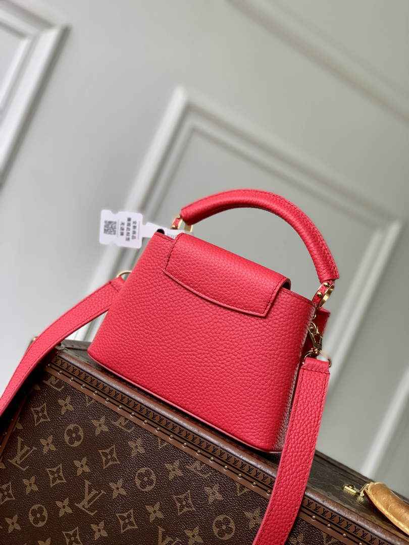 Louis Vuitton Capucines Mini Bag, M26351 In Red Taurillon Leather