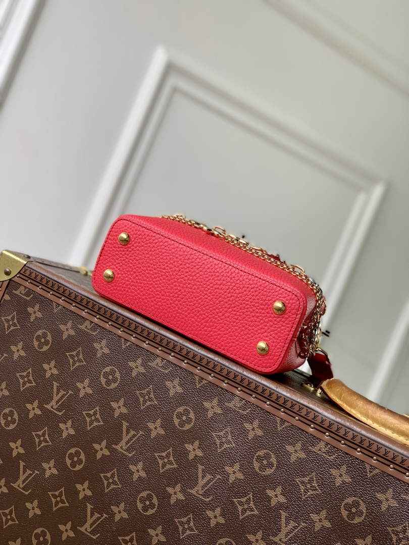Louis Vuitton Capucines Mini Bag, M26351 In Red Taurillon Leather