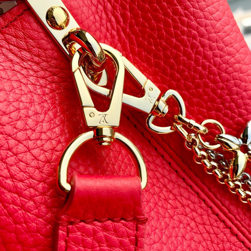 Louis Vuitton Capucines Mini Bag, M26351 In Red Taurillon Leather