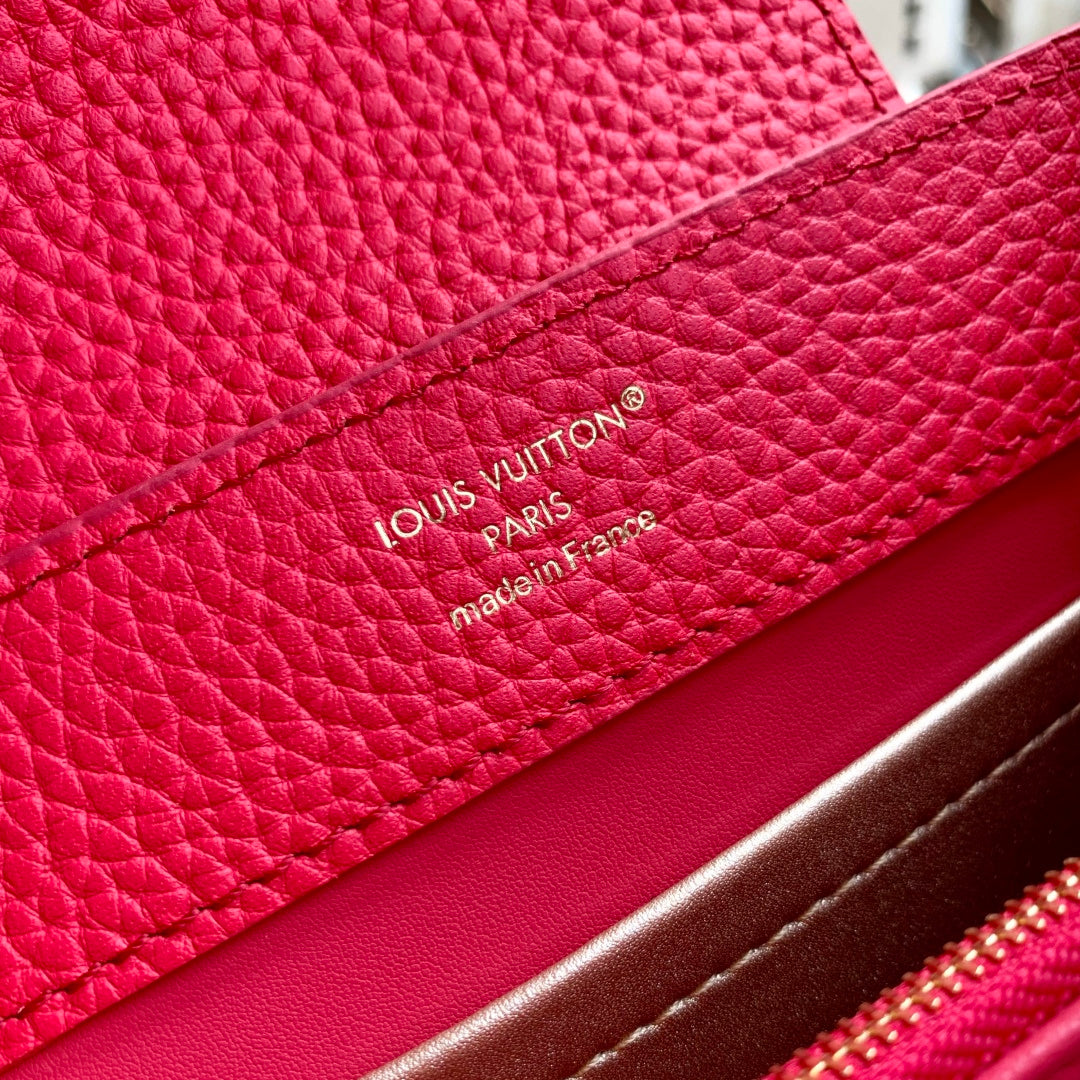 Louis Vuitton Capucines Mini Bag, M26351 In Red Taurillon Leather
