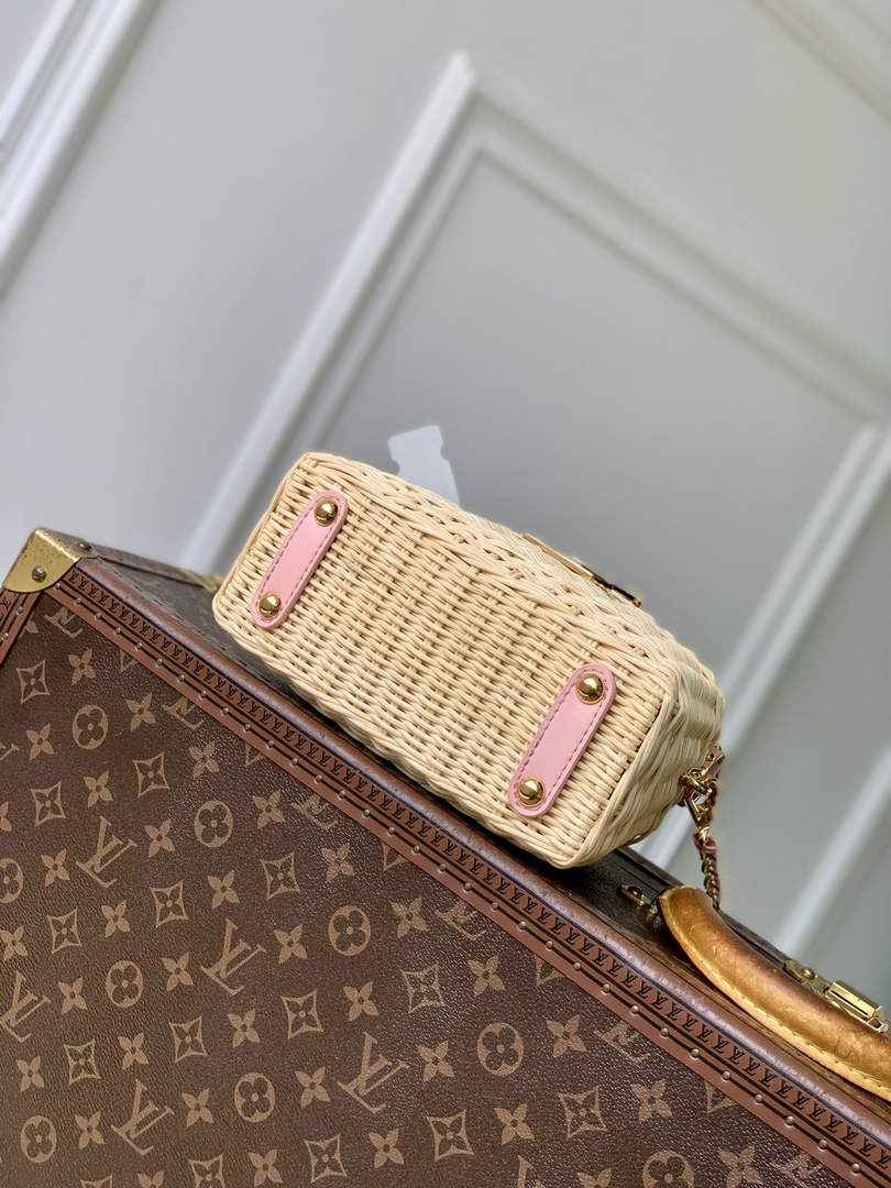 Louis Vuitton Capucines Mini Bag, M28548 Washed Pink Rattan and denim