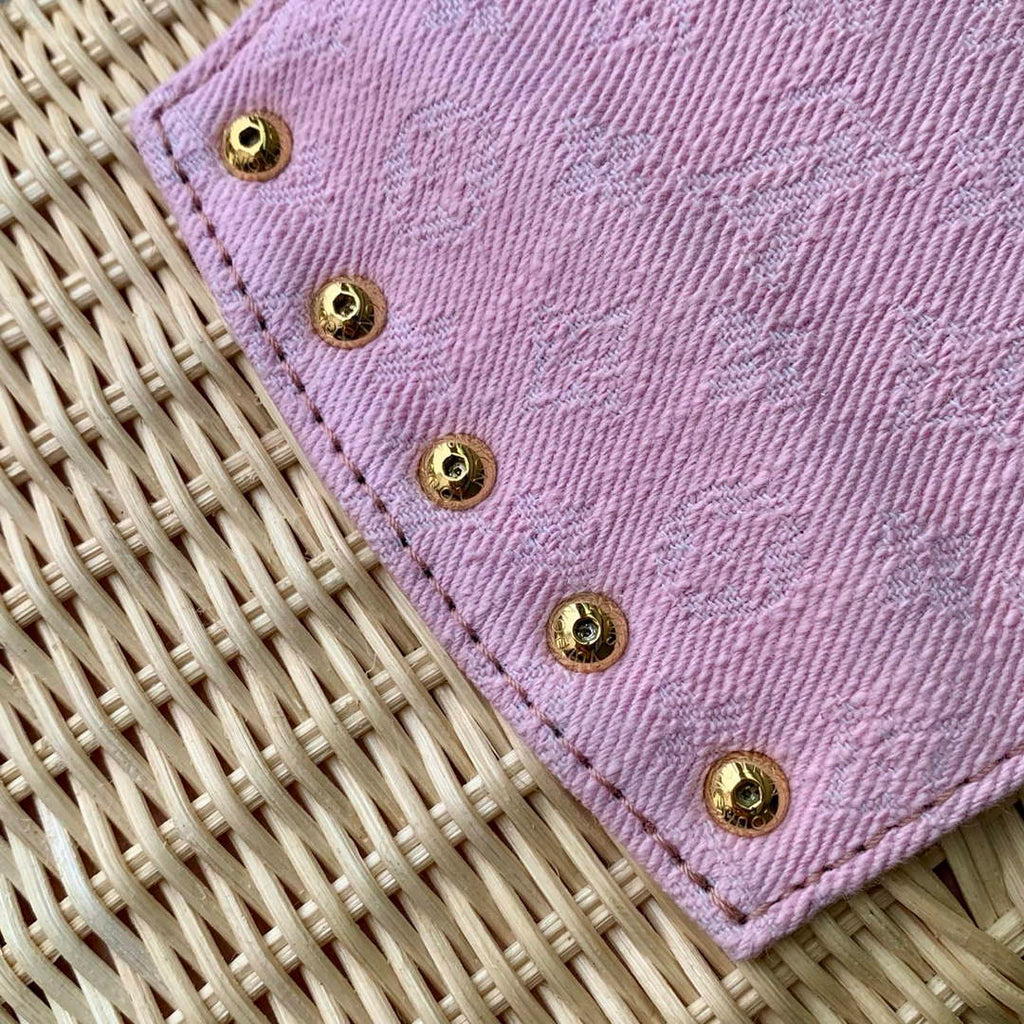 Louis Vuitton Capucines Mini Bag, M28548 Washed Pink Rattan and denim