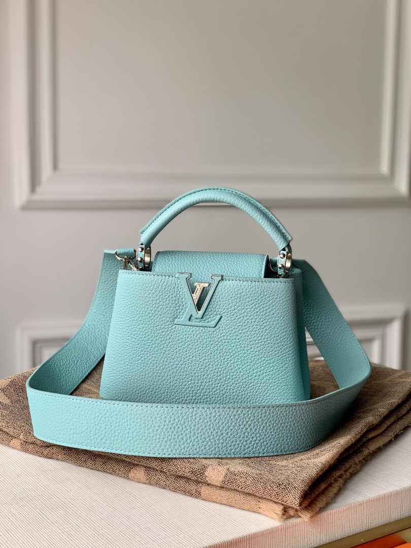 Louis Vuitton Capucines Mini Bag M56071 Blue Leather