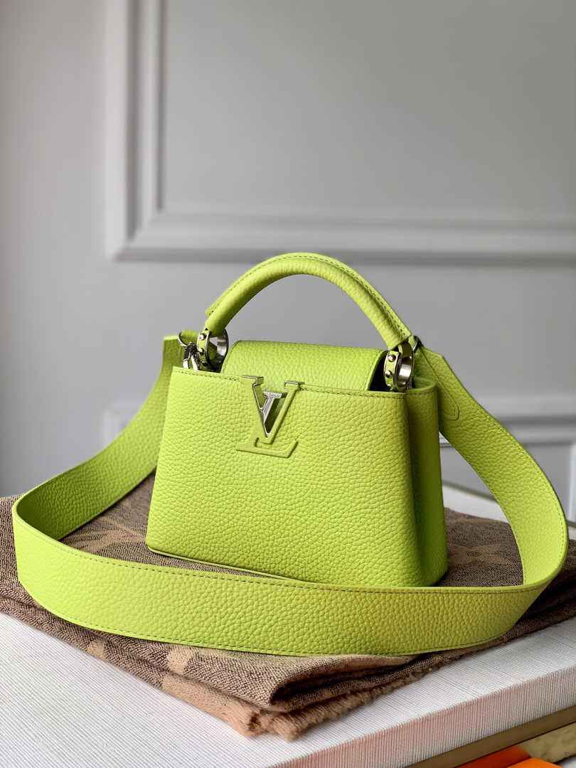 Louis Vuitton Capucines Mini Bag M56071 Light Green Leather