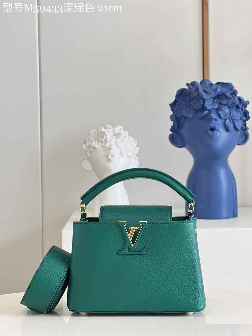Louis Vuitton Capucines Mini Bag M56071 Green Leather