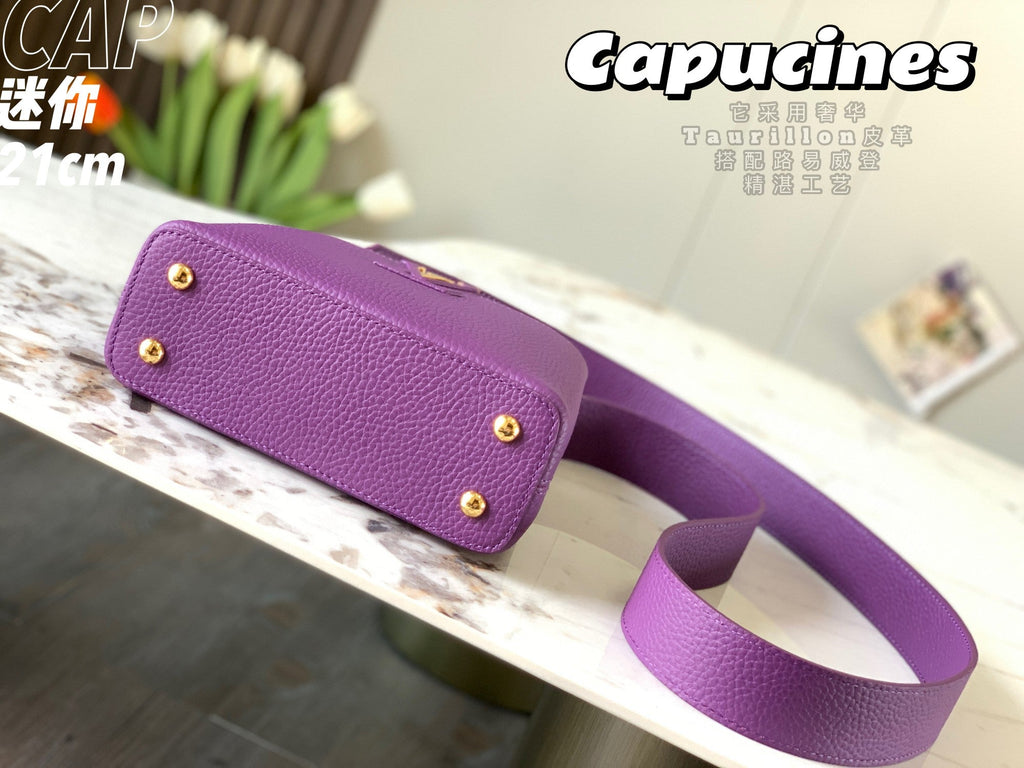 Louis Vuitton Capucines Mini Bag M56071 Purper Leather
