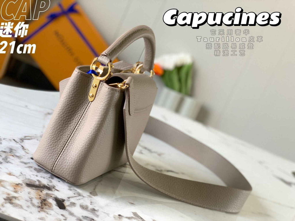 Louis Vuitton Capucines Mini Bag M56071 Gray Leather