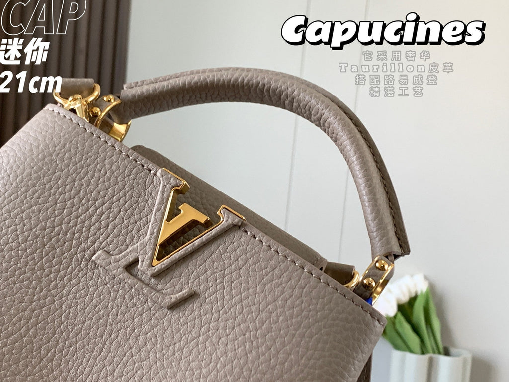 Louis Vuitton Capucines Mini Bag M56071 Gray Leather