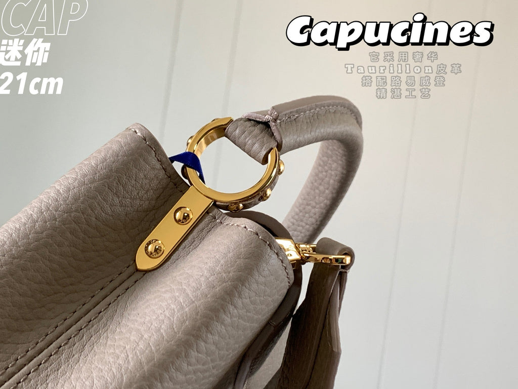Louis Vuitton Capucines Mini Bag M56071 Gray Leather