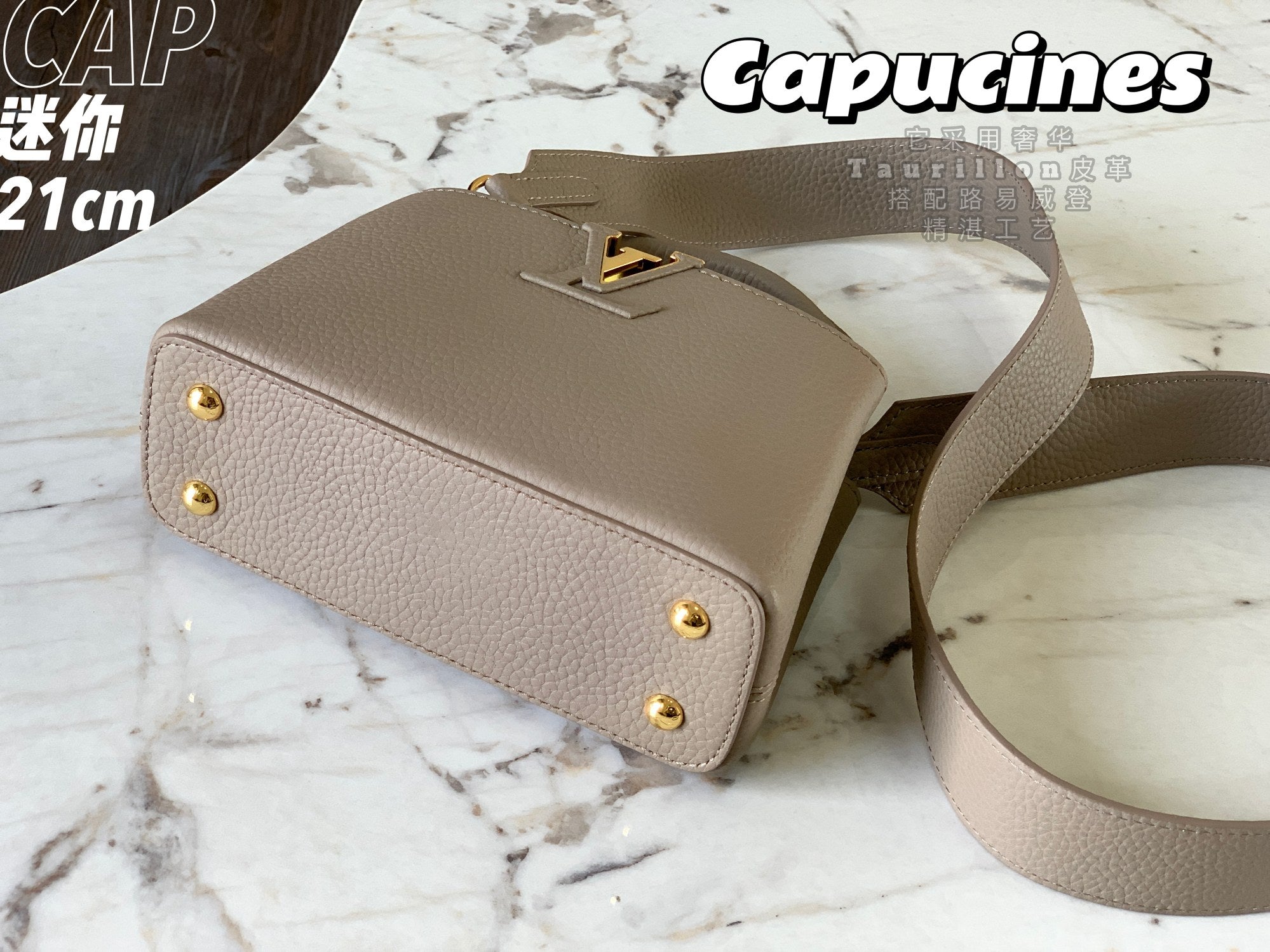 Louis Vuitton Capucines Mini Bag M56071 Gray Leather
