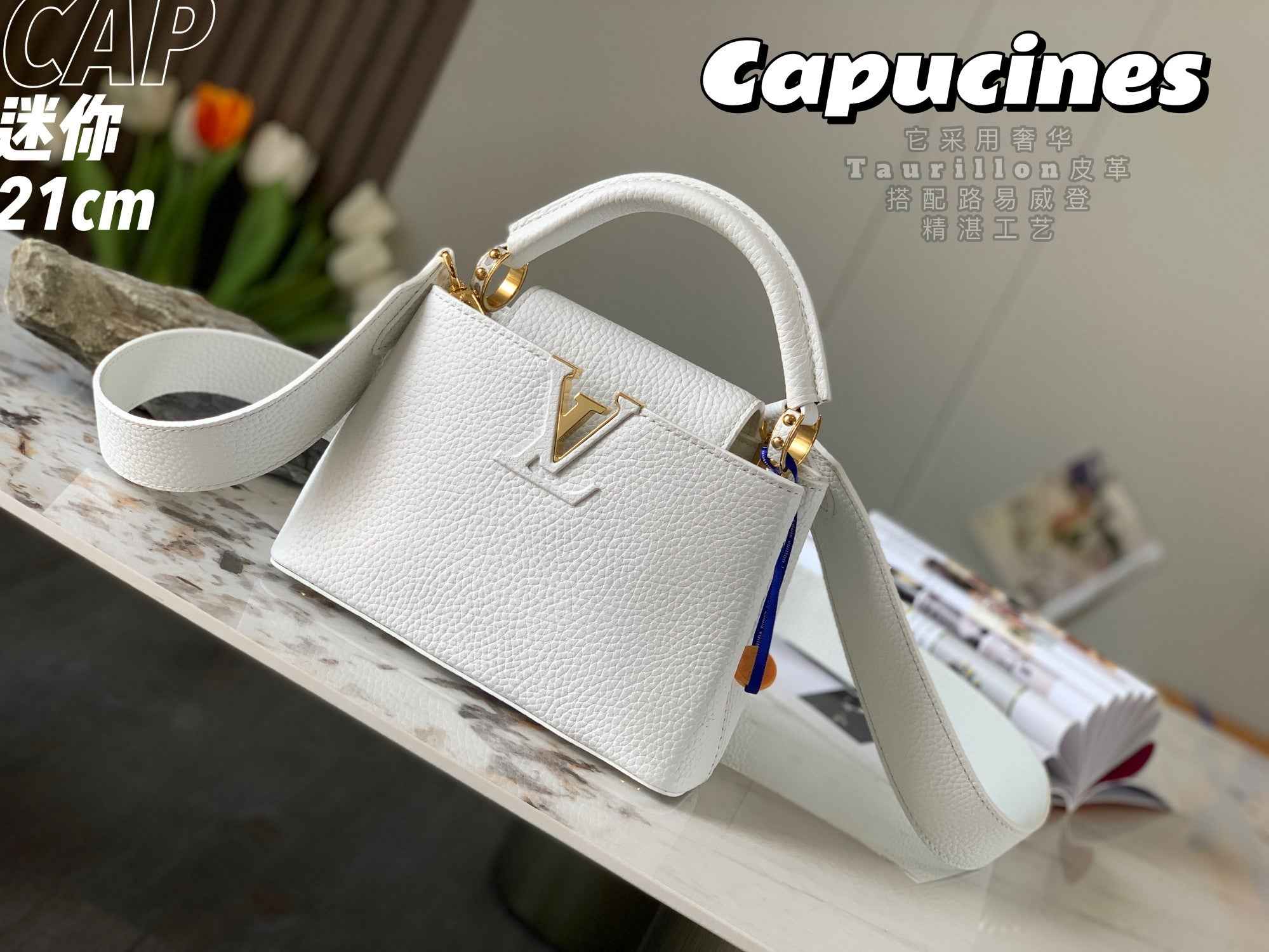 Louis Vuitton Capucines Mini Bag M56071 White Leather