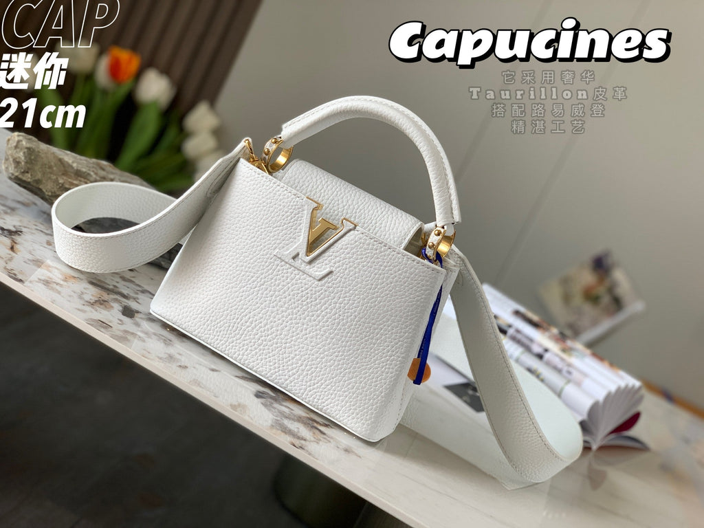 Louis Vuitton Capucines Mini Bag M56071 White Leather