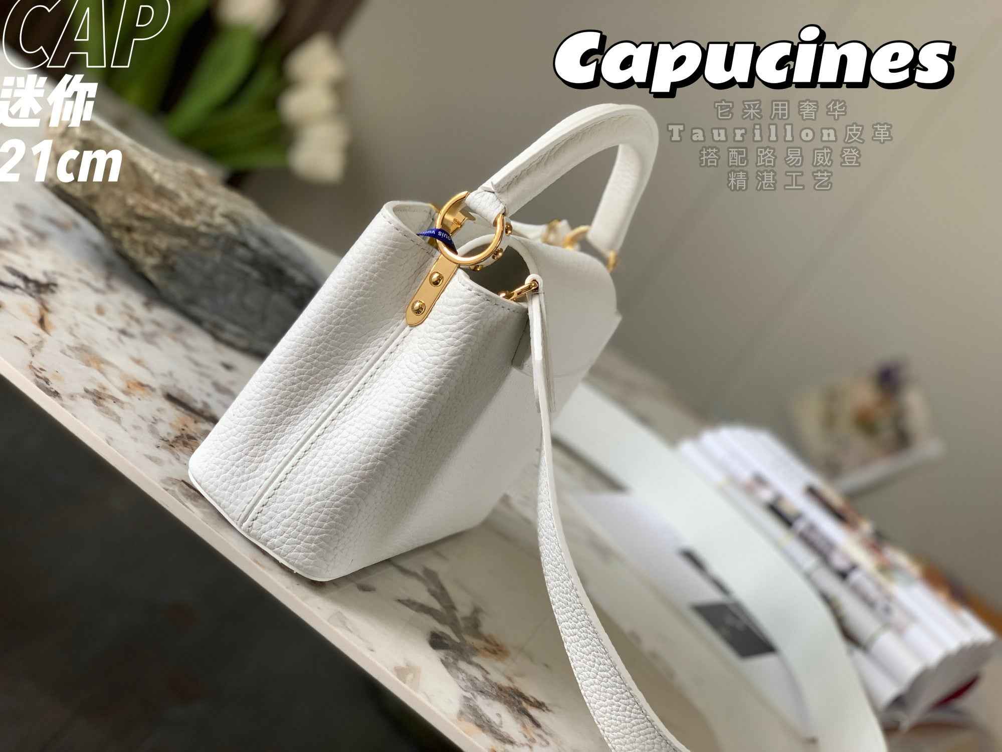 Louis Vuitton Capucines Mini Bag M56071 White Leather