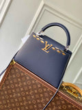 Louis Vuitton Capucines MM Bag, M12952 In Navy Taurillon Leather