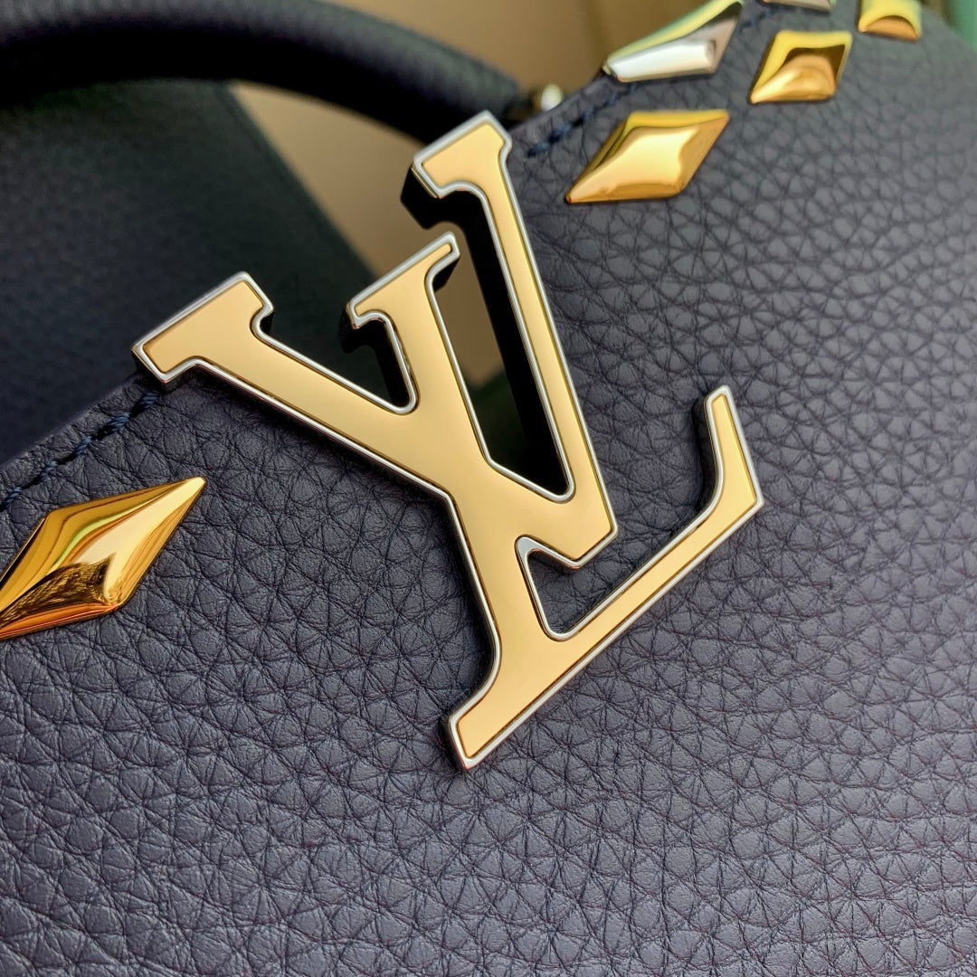 Louis Vuitton Capucines MM Bag, M12952 In Navy Taurillon Leather