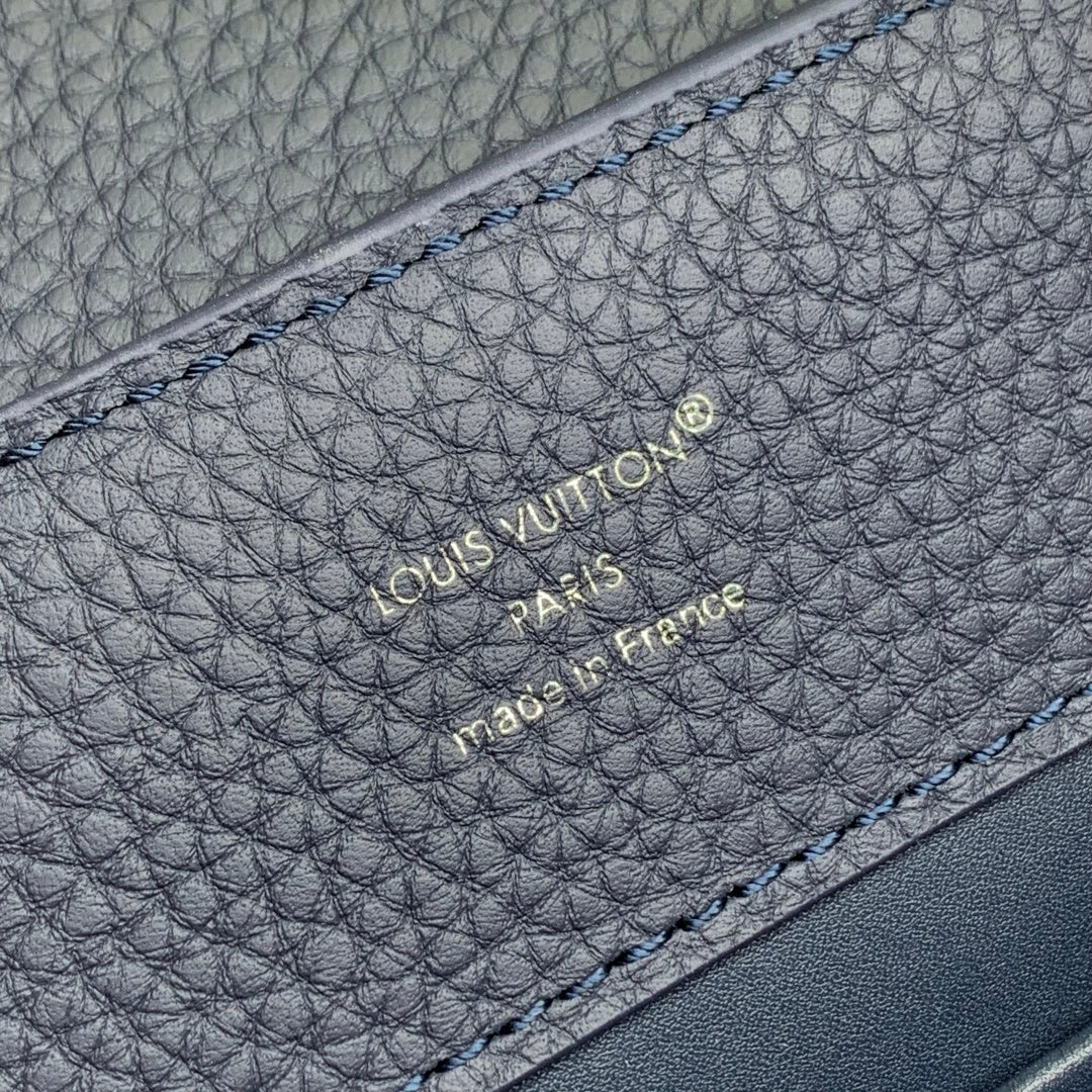 Louis Vuitton Capucines MM Bag, M12952 In Navy Taurillon Leather
