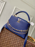 Louis Vuitton Capucines MM Bag, M27035 In Navy Taurillon Leather