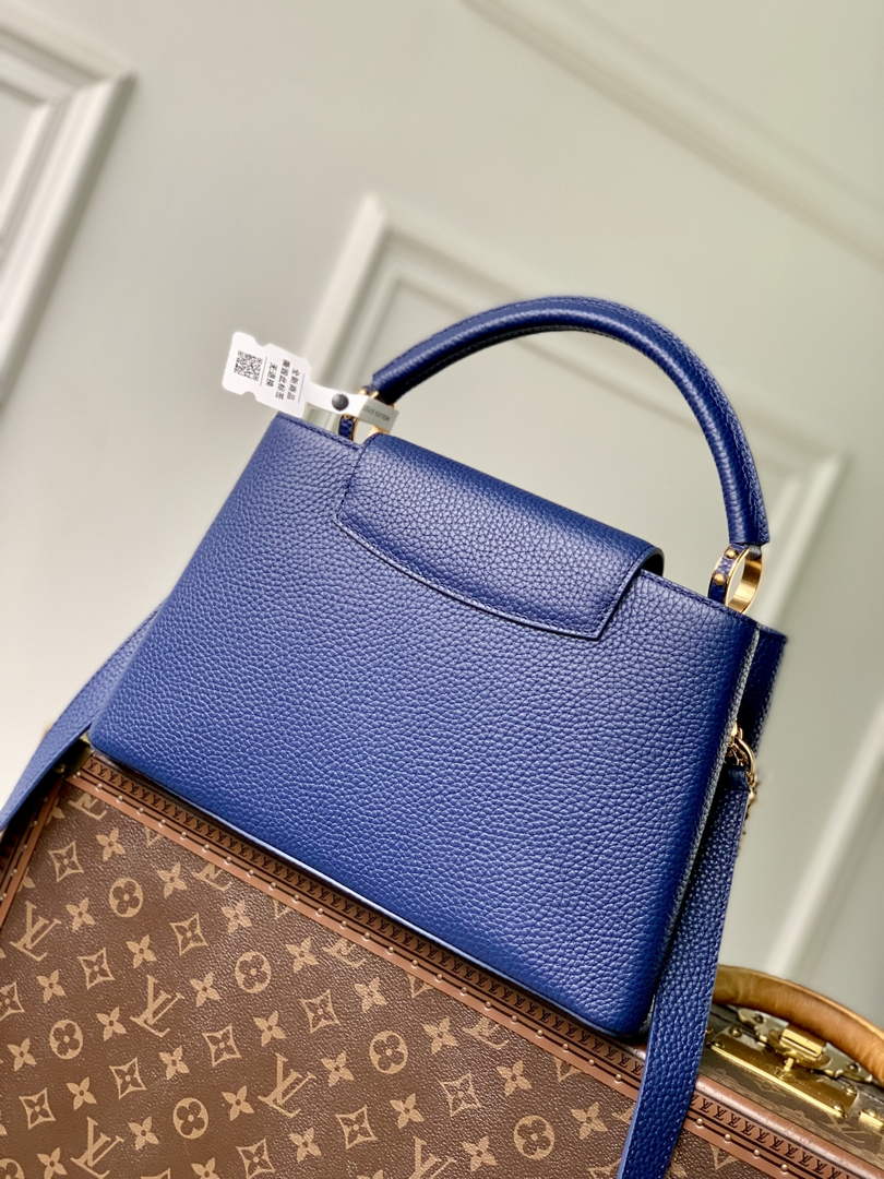 Louis Vuitton Capucines MM Bag, M27035 In Navy Taurillon Leather
