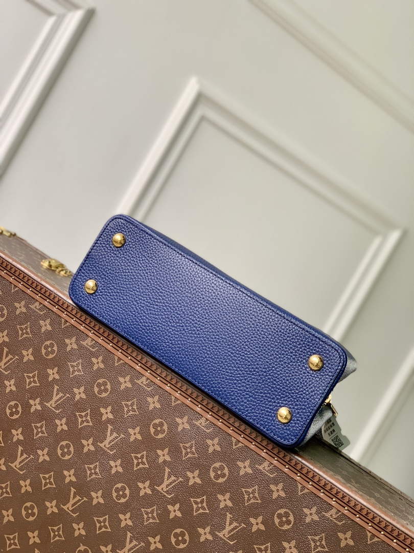 Louis Vuitton Capucines MM Bag, M27035 In Navy Taurillon Leather