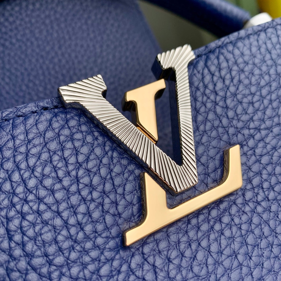Louis Vuitton Capucines MM Bag, M27035 In Navy Taurillon Leather