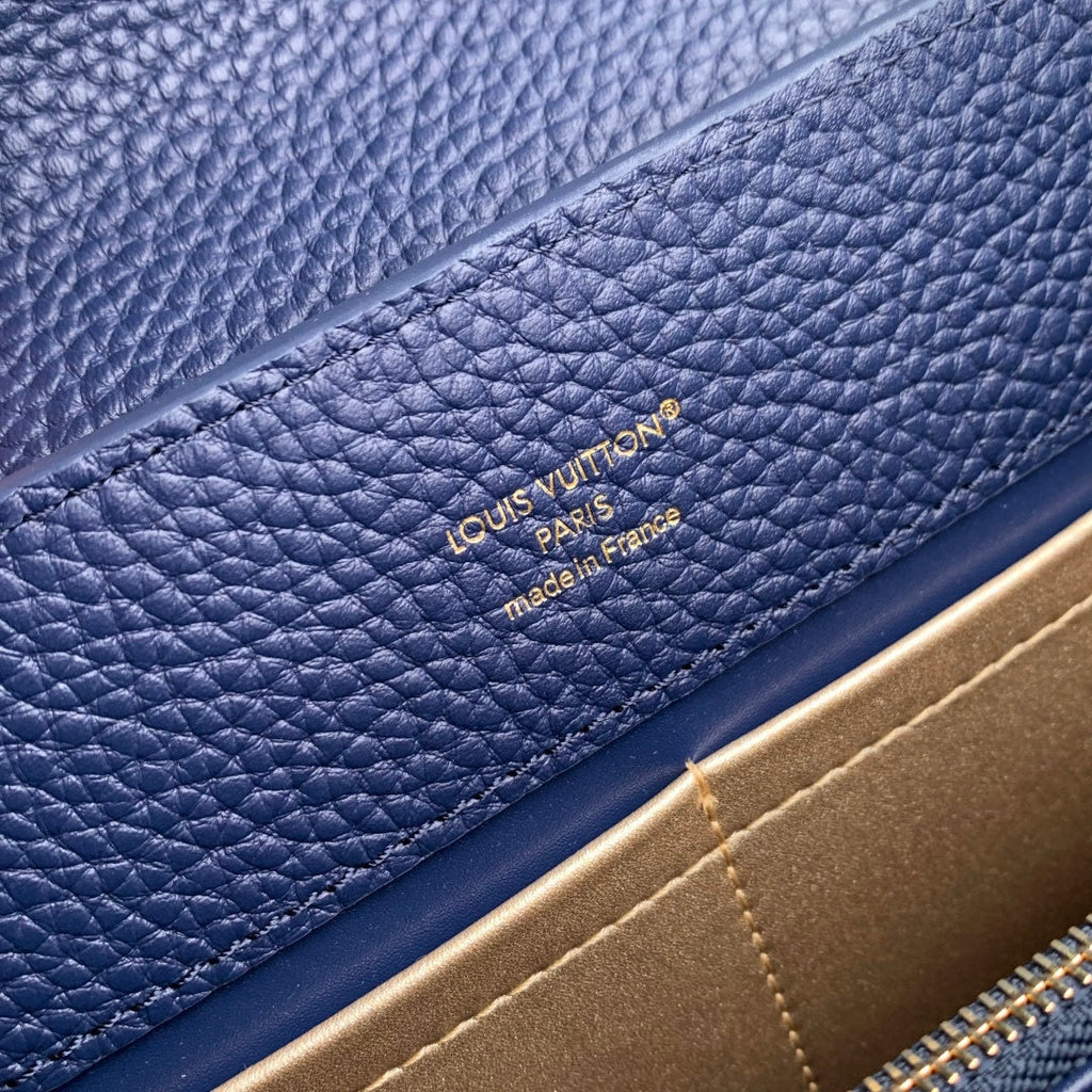 Louis Vuitton Capucines MM Bag, M27035 In Navy Taurillon Leather