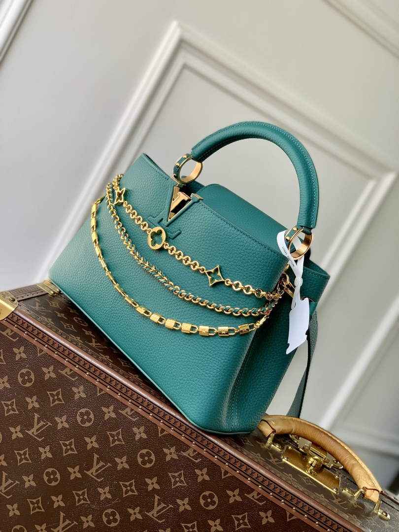 Louis Vuitton Capucines MM Bag, M27035 In Green Taurillon Leather