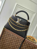 Louis Vuitton Capucines MM Bag, M27035 In Black Taurillon Leather