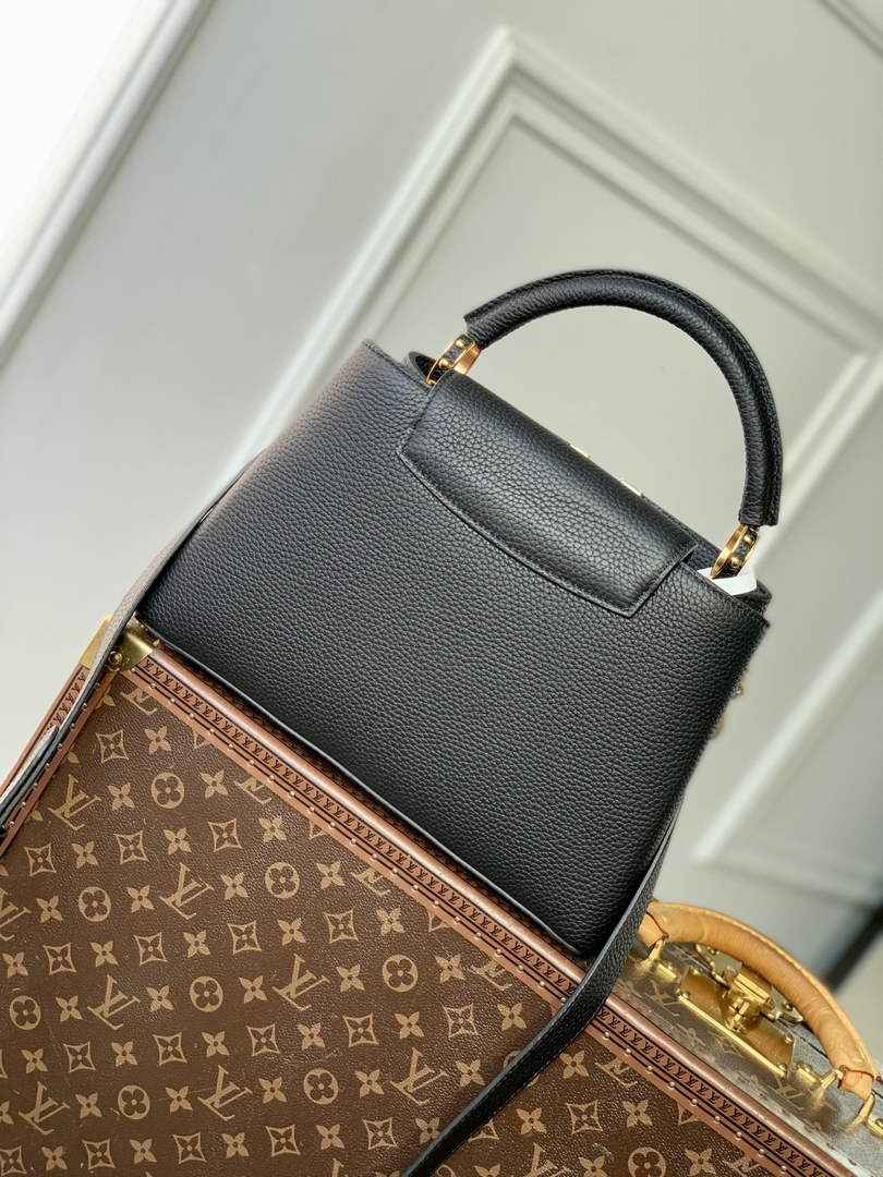 Louis Vuitton Capucines MM Bag, M27035 In Black Taurillon Leather