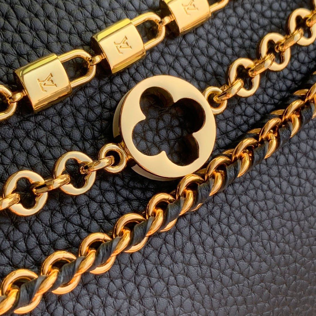 Louis Vuitton Capucines MM Bag, M27035 In Black Taurillon Leather