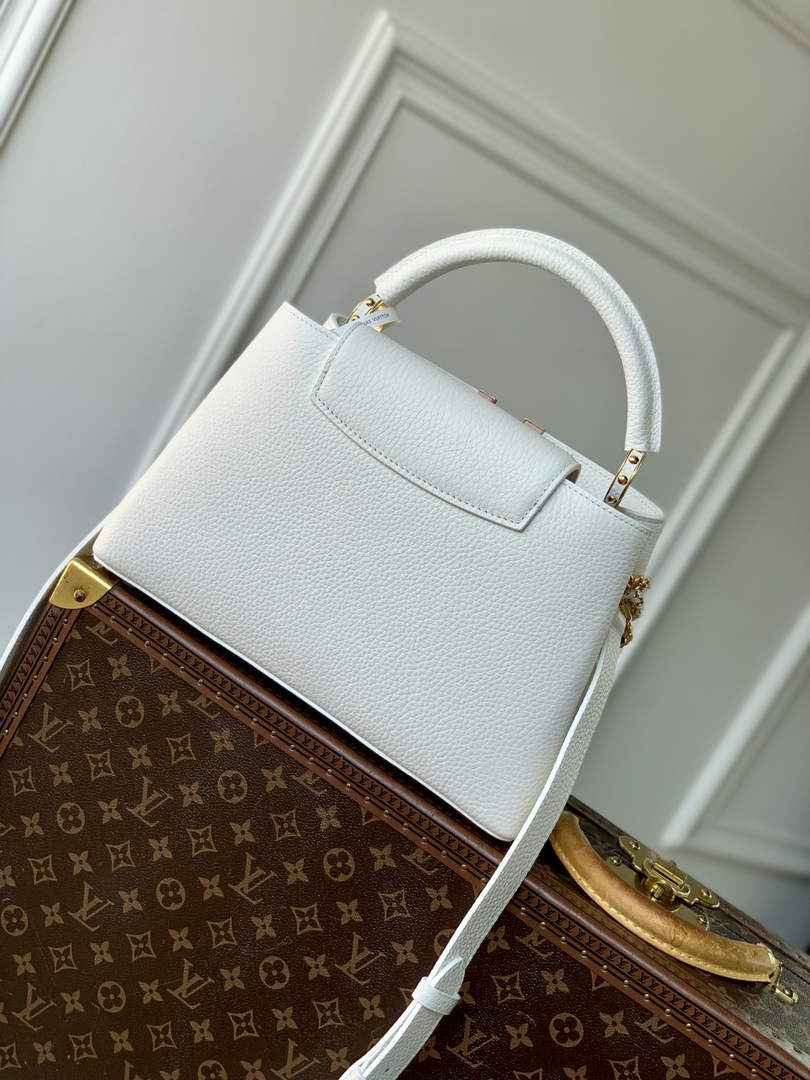 Louis Vuitton Capucines MM Bag, M27035 In Beige Taurillon Leather