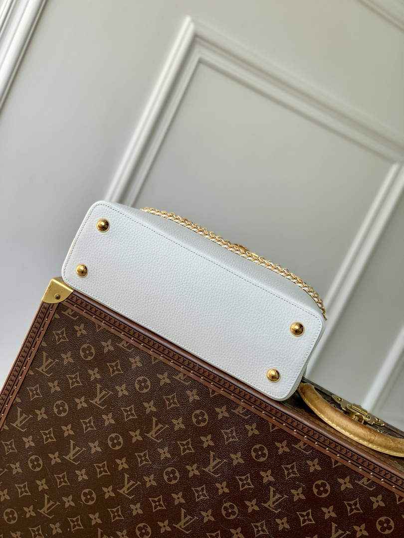 Louis Vuitton Capucines MM Bag, M27035 In Beige Taurillon Leather