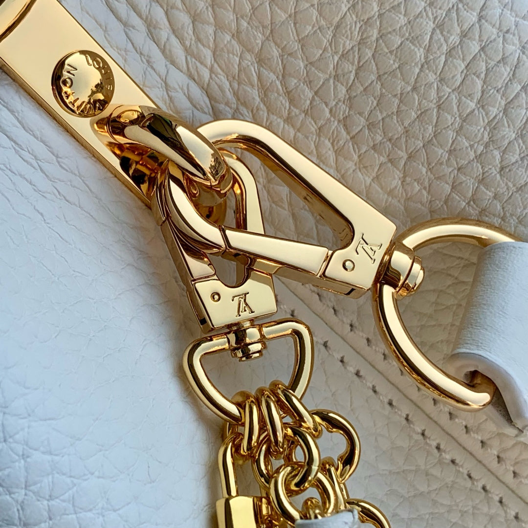 Louis Vuitton Capucines MM Bag, M27035 In Beige Taurillon Leather