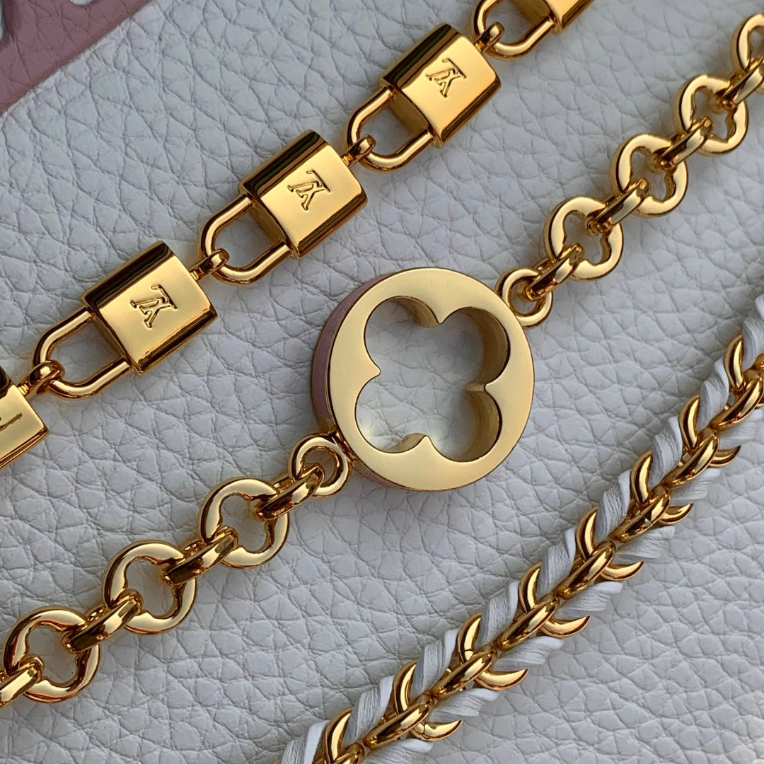 Louis Vuitton Capucines MM Bag, M27035 In Beige Taurillon Leather