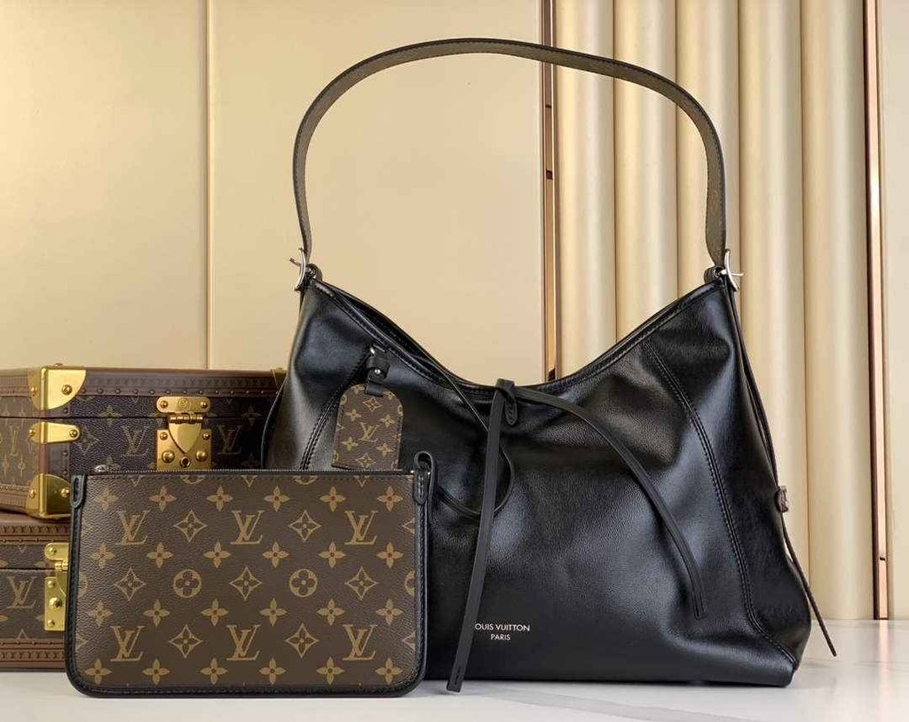 Louis Vuitton CarryAll MM Bag M25143 Black Lambskin - Default Title - View 1