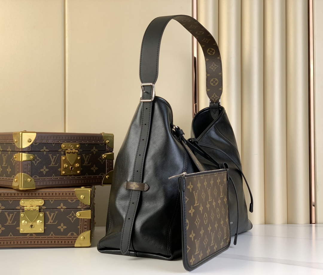 Louis Vuitton CarryAll MM Bag M25143 Black Lambskin - Default Title - View 6