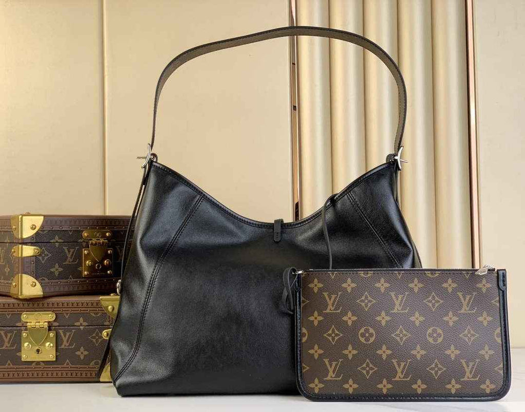 Louis Vuitton CarryAll MM Bag M25143 Black Lambskin - Default Title - View 4