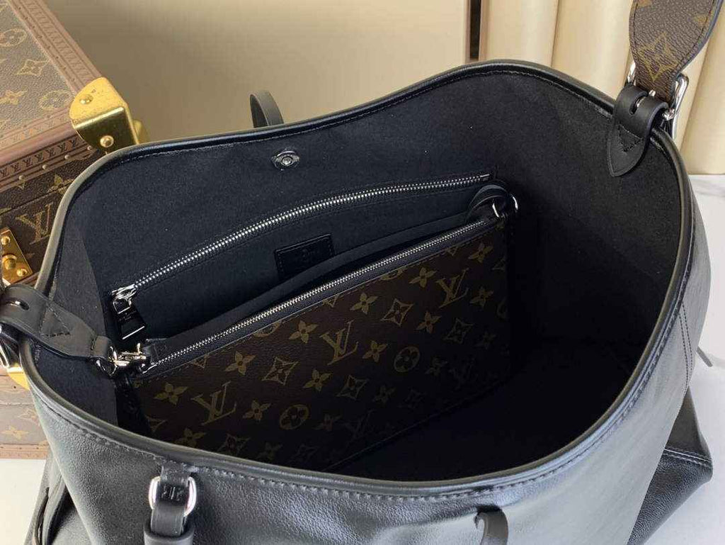 Louis Vuitton CarryAll MM Bag M25143 Black Lambskin - Default Title - View 2