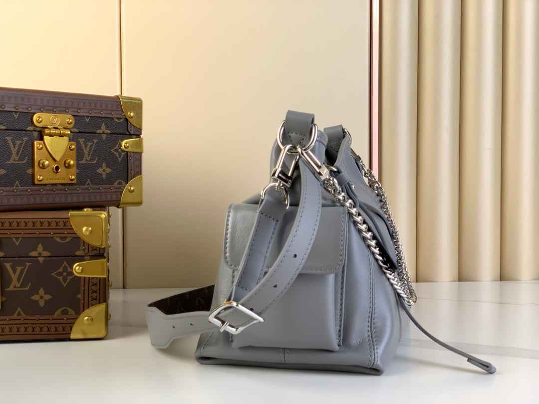 Louis Vuitton CarryAll PM Bag M12579 Gray Lambskin