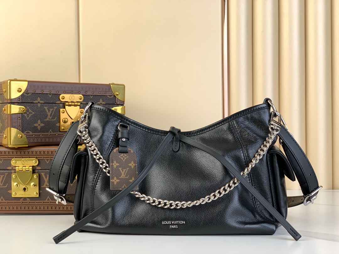 Louis Vuitton CarryAll PM Bag M24861 Black Lambskin - Default Title - View 1