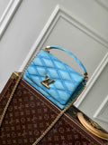 Louis Vuitton GO-14 MM Malletage Leather Bag M24185 Blue Lambskin