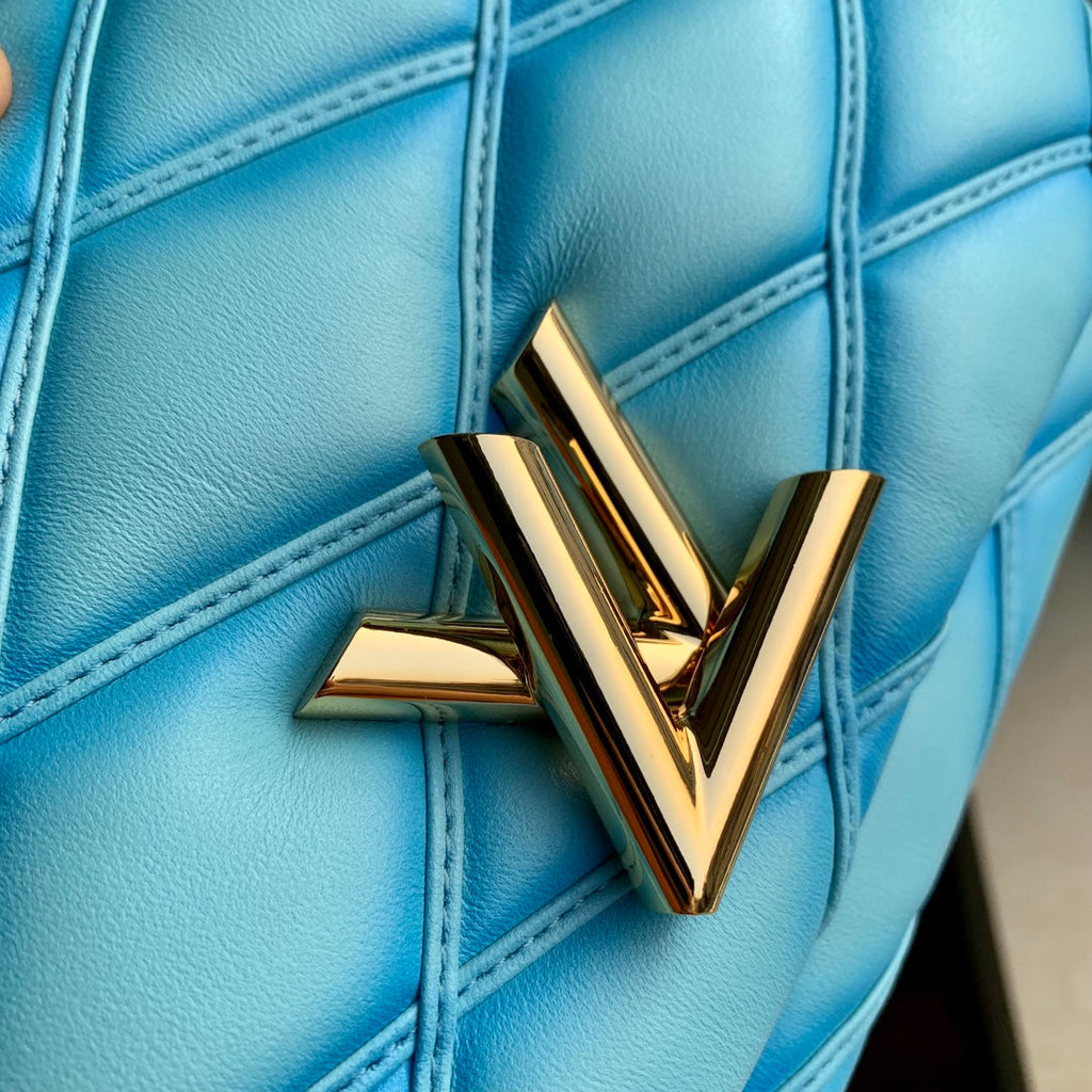 Louis Vuitton GO-14 MM Malletage Leather Bag M24185 Blue Lambskin - Default Title - View 4
