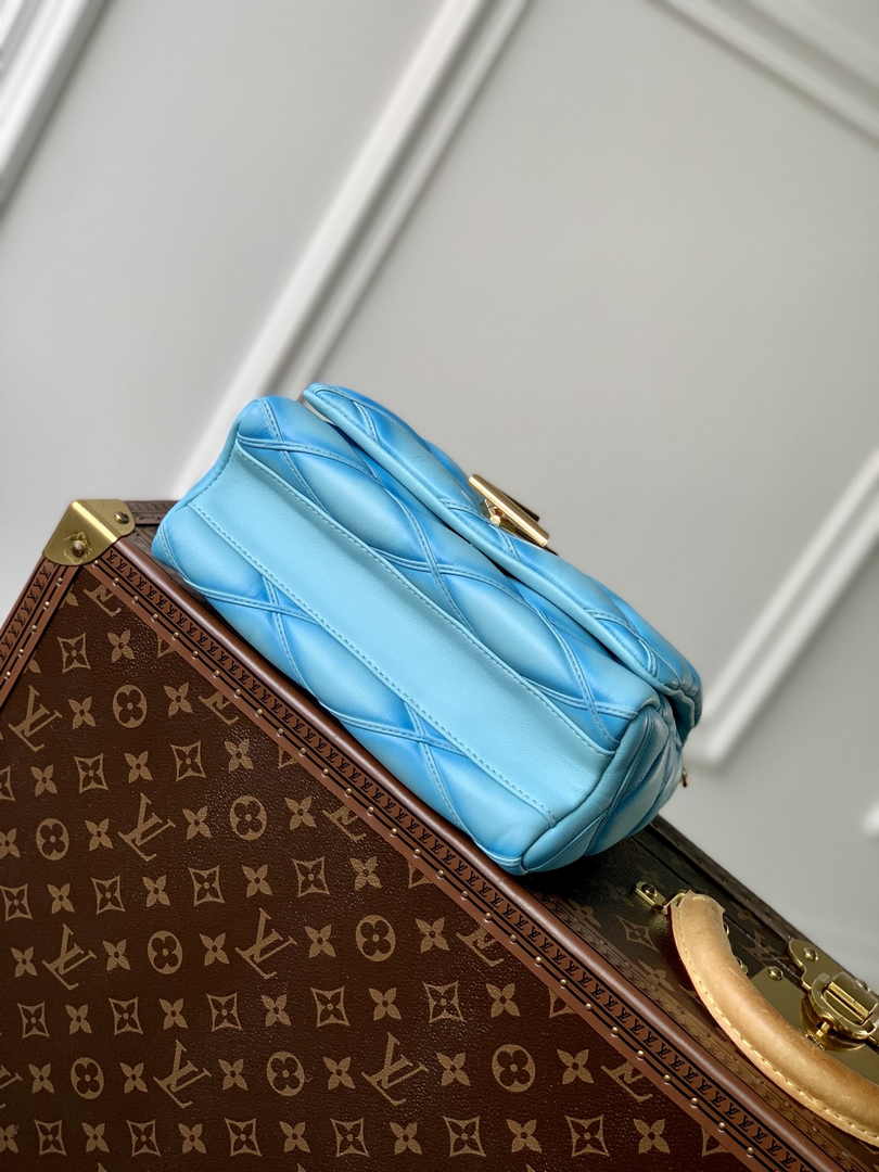 Louis Vuitton GO-14 MM Malletage Leather Bag M24185 Blue Lambskin - Default Title - View 5