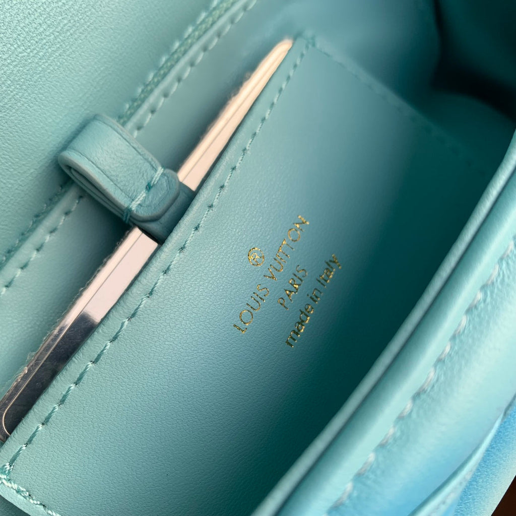 Louis Vuitton GO-14 MM Malletage Leather Bag M24185 Blue Lambskin - Default Title - View 9