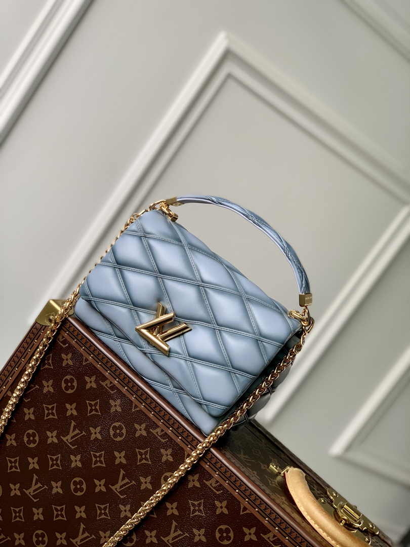 Louis Vuitton GO-14 MM Malletage Leather Bag M24186 Gray Lambskin - Default Title - View 1