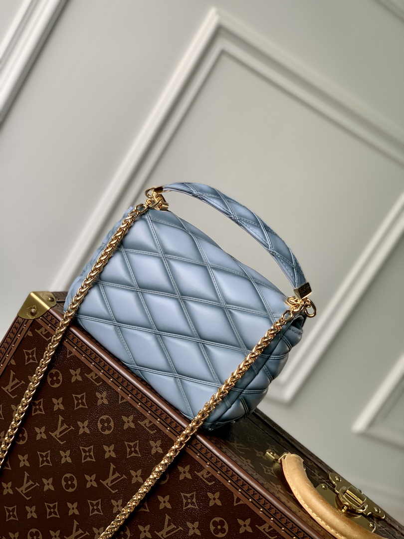 Louis Vuitton GO-14 MM Malletage Leather Bag M24186 Gray Lambskin - Default Title - View 2