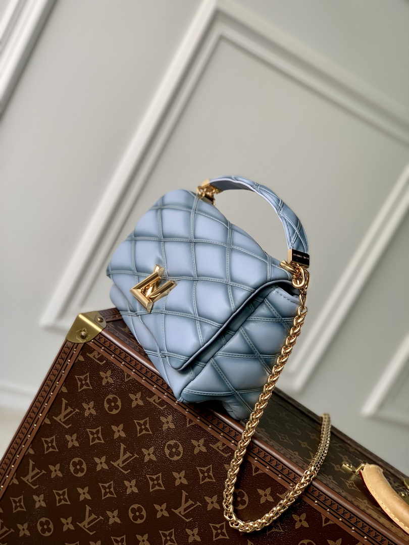 Louis Vuitton GO-14 MM Malletage Leather Bag M24186 Gray Lambskin - Default Title - View 3